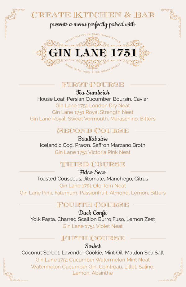 Gin Din: Create Kitchen x Gin Lane 1751 Dinner