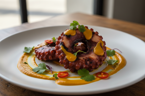 octopus with aji amarillo sauce